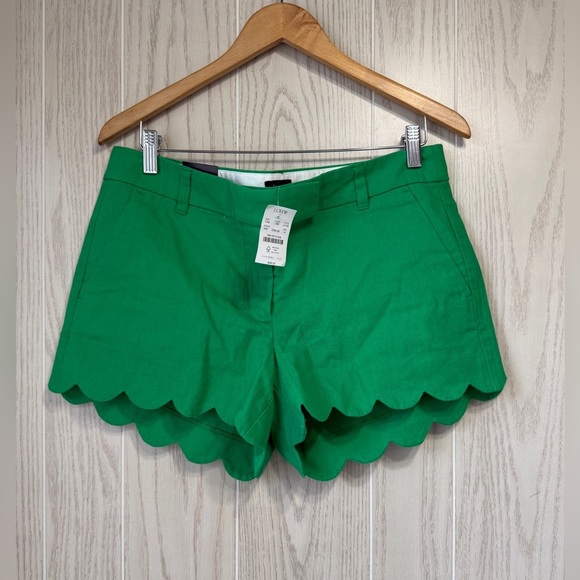 J. Crew Green Linen Scalloped Shorts Size 10 NWT - Picture 6 of 6